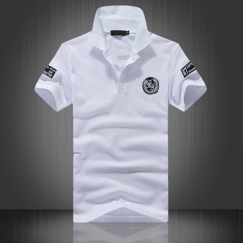 君上私服 夏季热卖polo袖标简约时尚夏装短袖情侣装 白色 xxxl