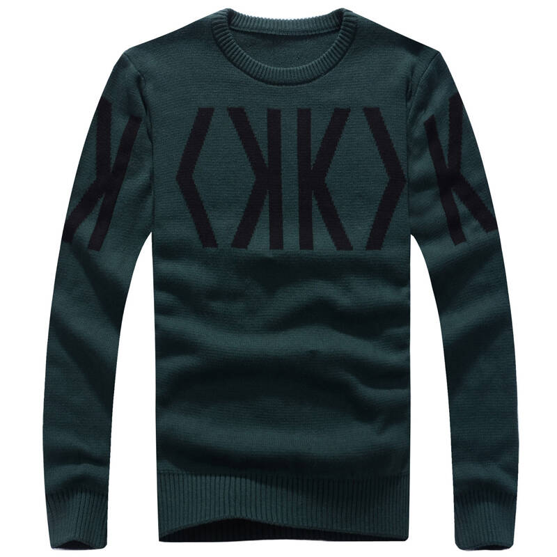 伊泽瑞尔 2014冬装上新男士毛衣圆领长袖男装加厚针织毛衫 绿色 xl