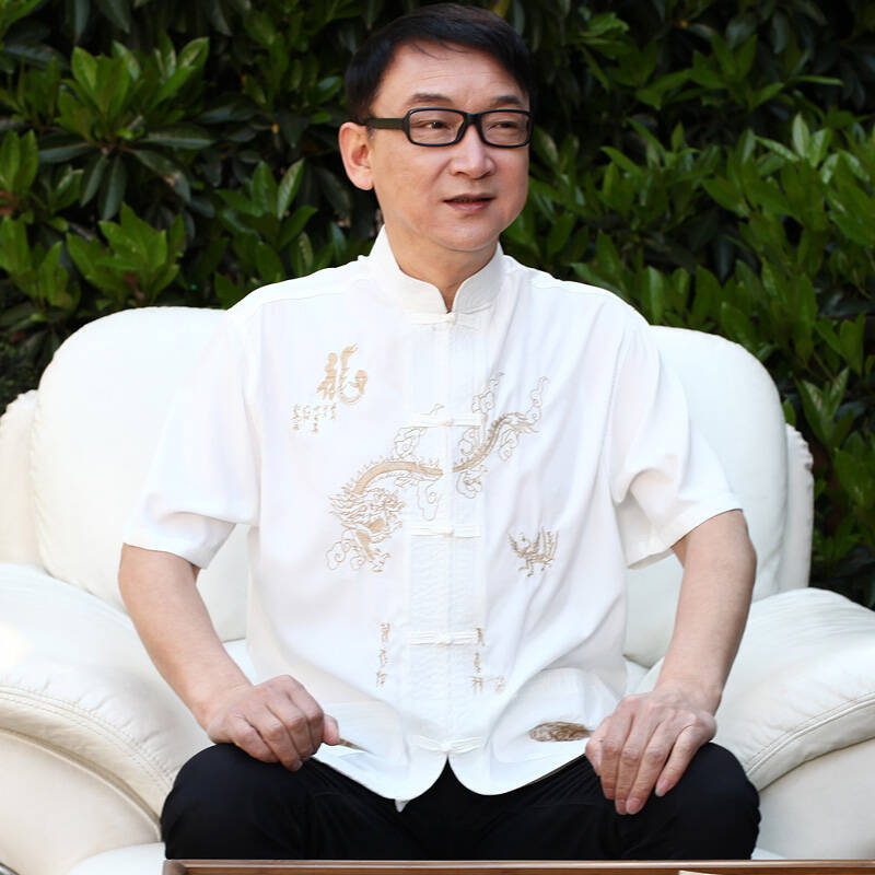 依枭 中老年男装短袖衬衫加大码爸爸装夏季 中式唐装老头衬衫夏装