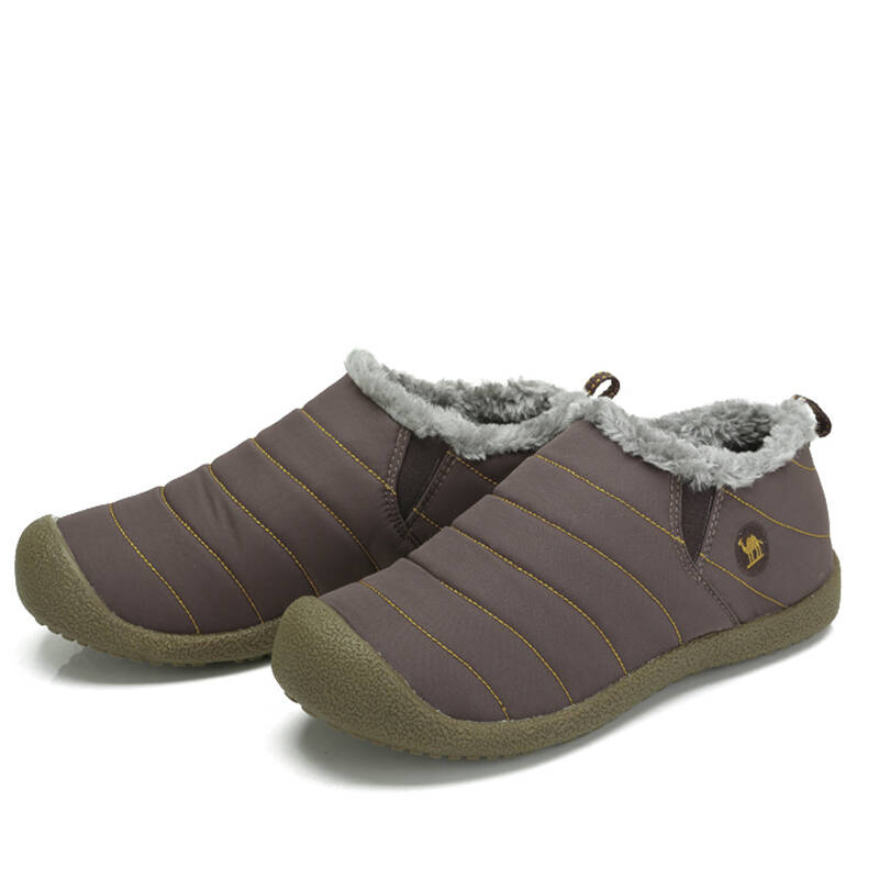 骆驼(camel)棉鞋 男女情侣款 防滑耐磨短毛绒棉鞋 82036603 咖啡 男款