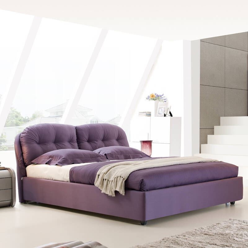 美梦思memos 床 简约时尚布艺床软床 双人床 实木床头 床套可拆洗 可