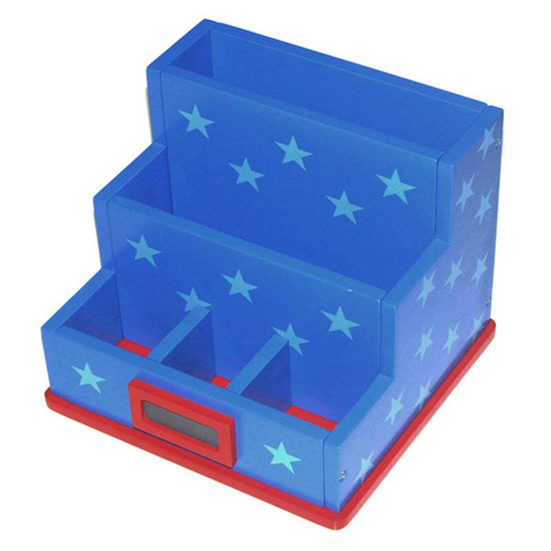 豆米宝贝 梯形收纳盒 文具办公用具桌面整理盒e1级ws-dm0028 浅蓝