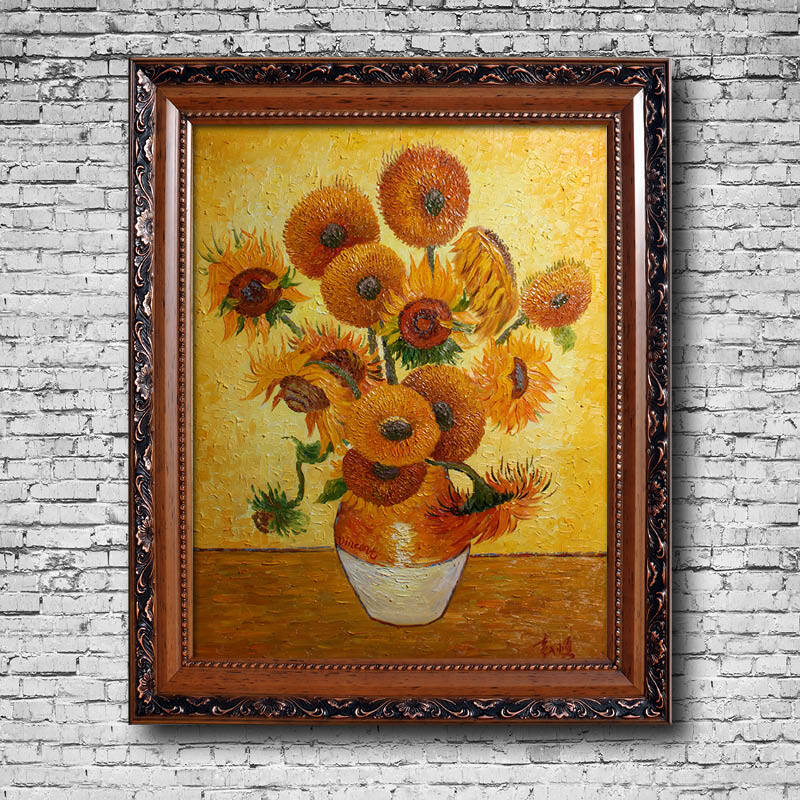 梵高 向日葵 纯手绘油画 客厅卧室装饰画 花卉现代 世界名画 印象 有