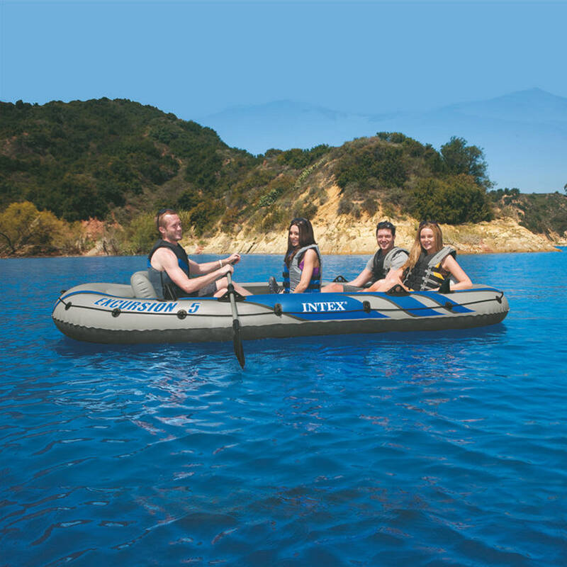 intex漂流者三人夹网充气钓鱼船 橡皮艇 皮划艇 送船桨和手泵 加大