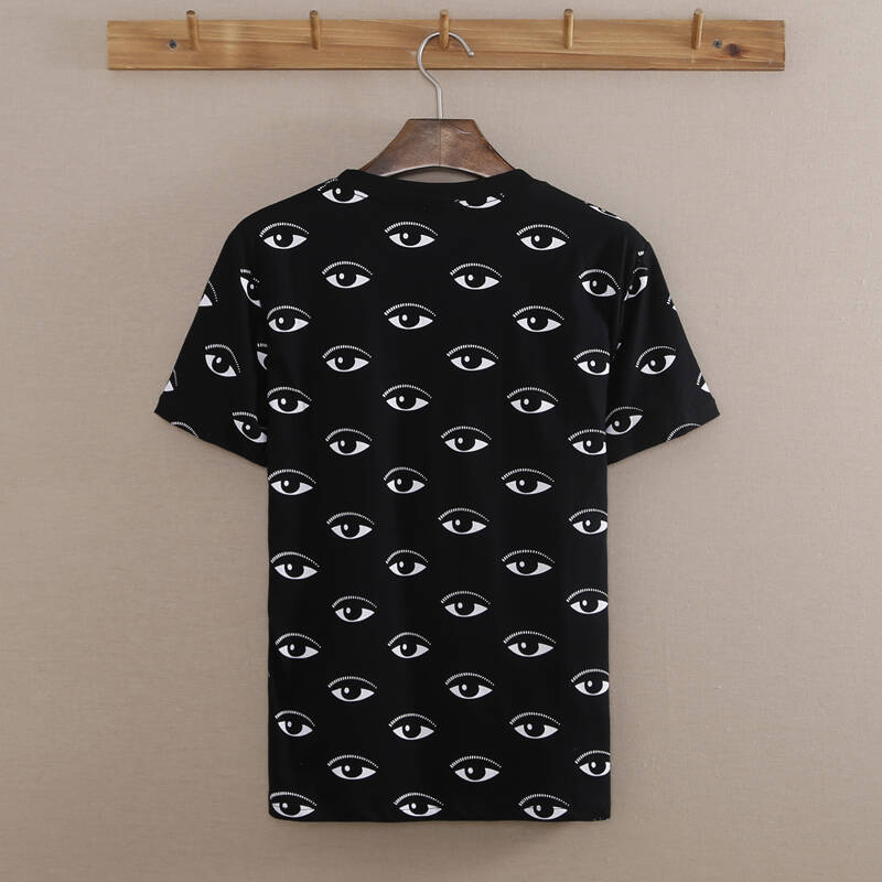 kuziman 2014年经典眼睛 潮牌 全身眼睛 男女装情侣款短袖t恤 黑色 s