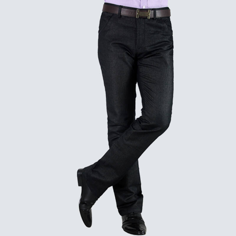 新款男裤时尚休闲加厚款绅士正装男士休闲裤 黑灰色 34(2尺7) - 京东