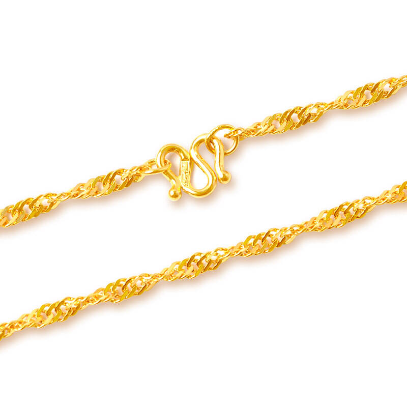 天鑫洋 999千足金/黄金水波项链 水波纹精品项链 时尚百搭 约2.7-2.