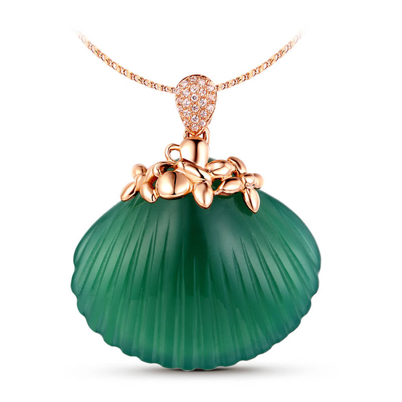 璧星 绿靥 贝壳 k金绿玉髓吊坠 kzdz150925