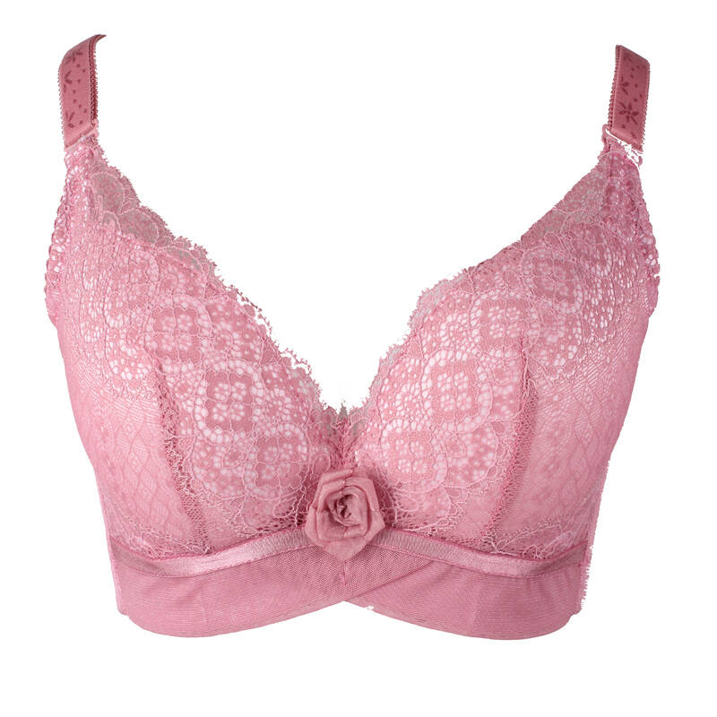 秀黛文胸 上薄下厚模杯清凉u型聚拢调整玫瑰蕾丝胸罩83511245 豆沙色