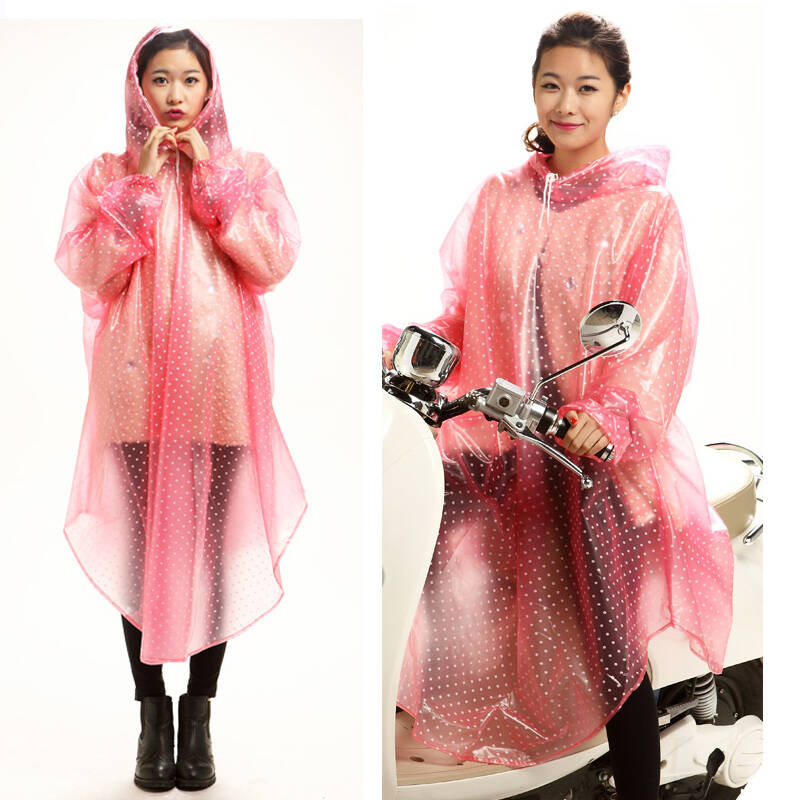 时尚水晶雨衣透明点带袖雨披雨衣 电动车摩托车自行车成人雨衣加大