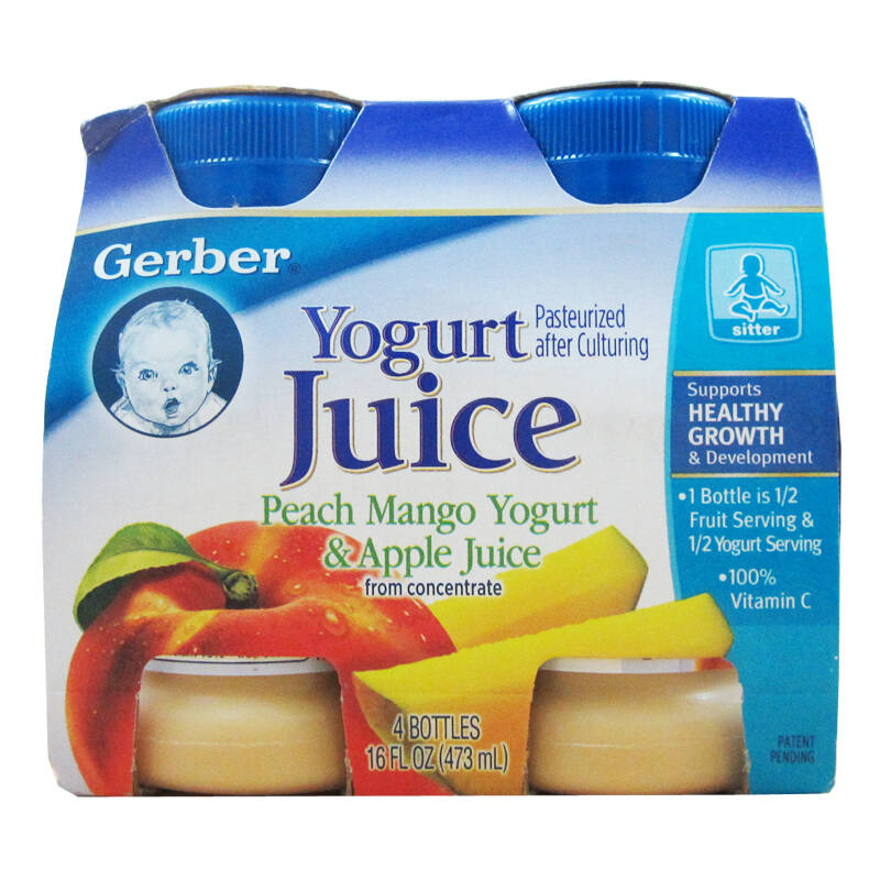 gerber 嘉宝 桃子芒果苹果酸奶果汁 118毫升x4瓶