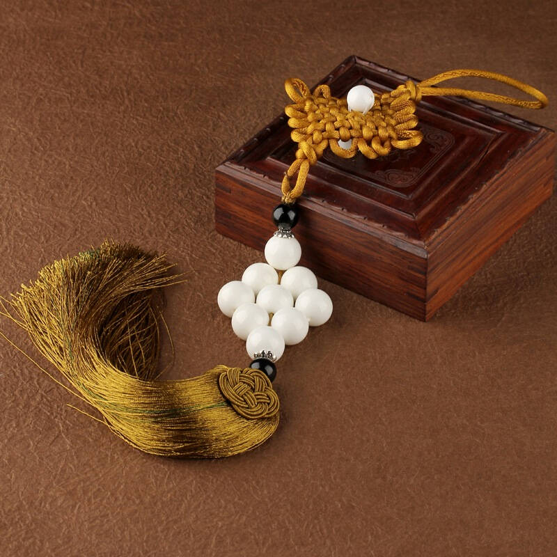 一生一石 汽车挂件 佛韵禅心天然白砗磲挂件16mm九连珠附证书