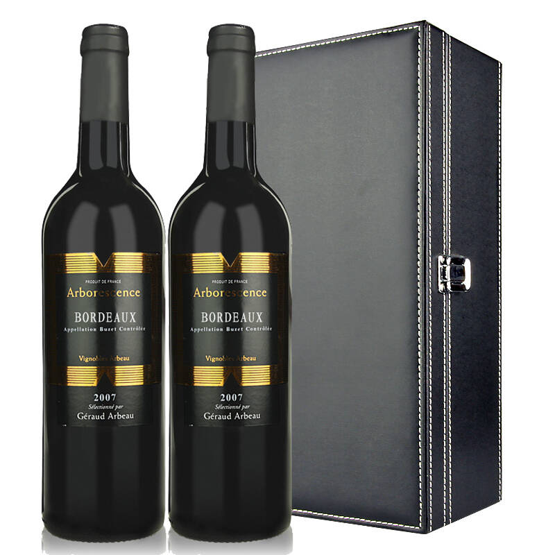 法国 原瓶进口 波尔多赤霞珠 安博干红葡萄酒 aoc级 750ml*2支礼盒