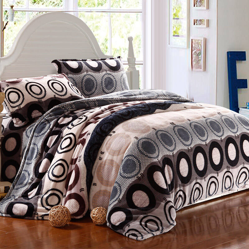 水漾家纺床上用品加厚珊瑚绒印花小清新田园风双人床四件套 英伦风尚