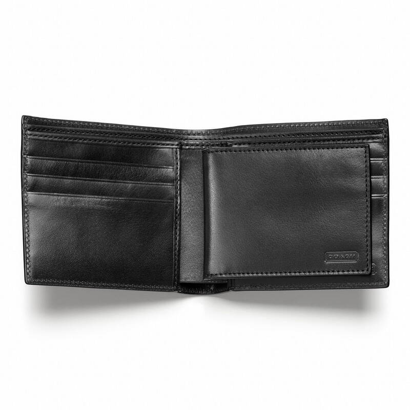 蔻驰(coach) 新款紧凑型水牛皮男士钱包 74208黑色