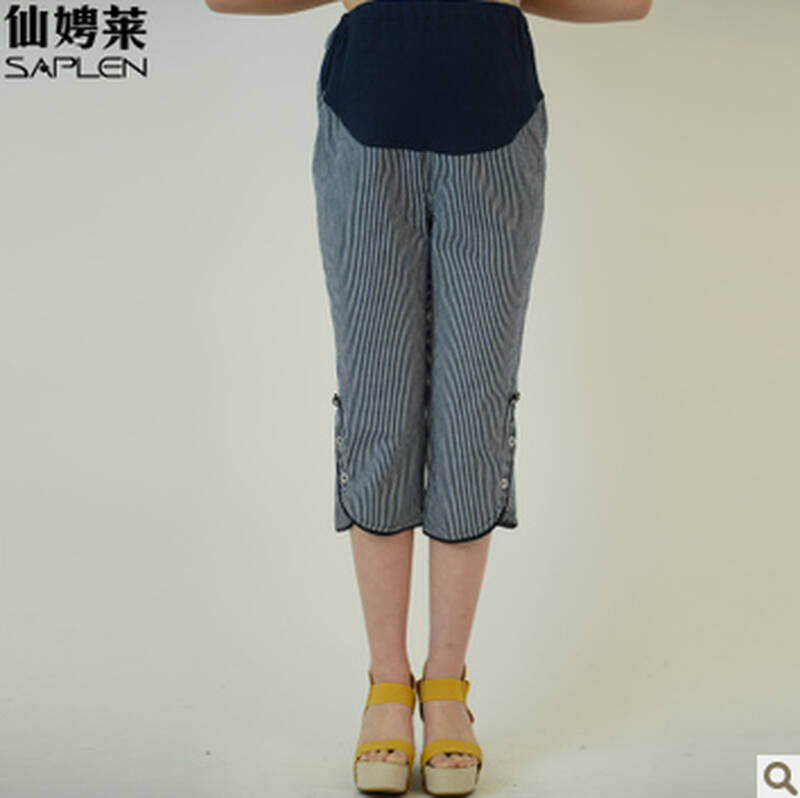 清仓特卖 仙娉莱夏款孕妇装七分中裤430522 吊牌价1.7折 间蓝 l