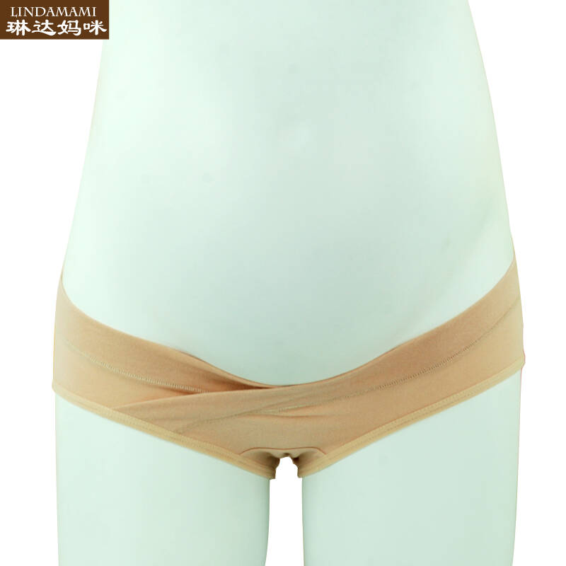 琳达妈咪 低腰孕妇托腹内裤全棉 u型无痕抗菌内裤 性感女士三角裤 2条