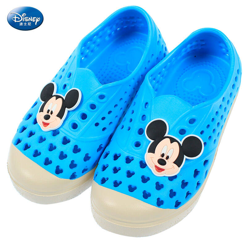 disney)儿童洞洞鞋 夏款防滑沙滩包头鞋宝宝凉鞋 男童凉鞋 1880天蓝色