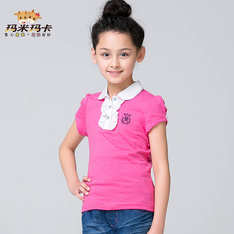 品牌童装momoco玛米玛卡2014夏季新款女童t恤 32131092 玫红 155cm