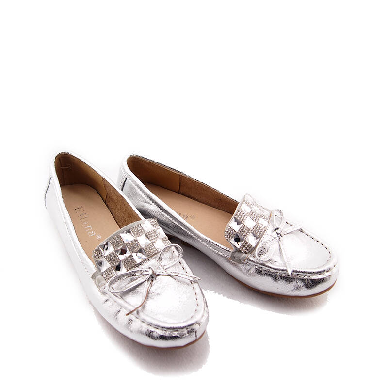 eilana艾莲娜真皮华丽金属色闪亮牛筋底舒适休闲平跟