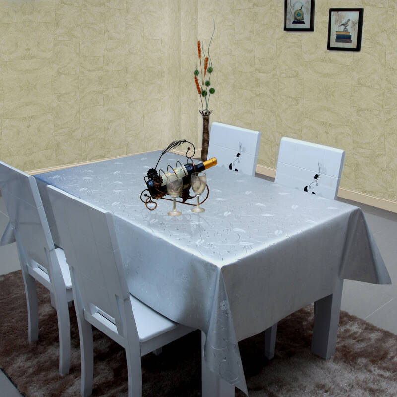 伟殳家居精品3d瑞年小卷叶加厚防水防油可水洗桌布餐旗 特价 银色 137