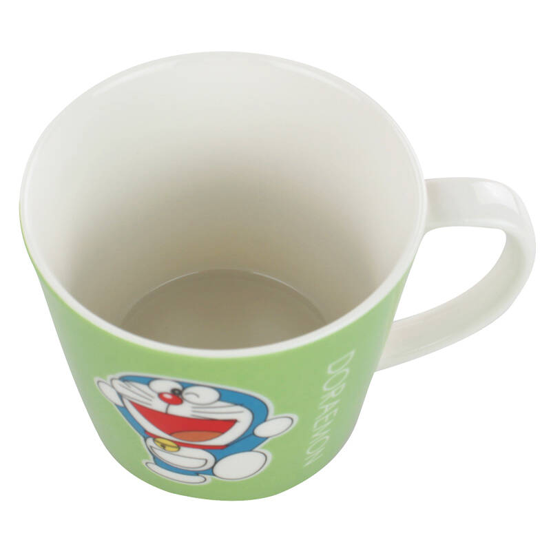哆啦a梦doraemon 机器猫叮当陶瓷杯子水杯卡通杯马克杯250ml 绿色开心