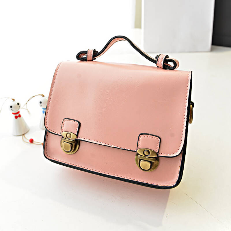 啦芘妮包邮最新款精品糖果色小箱包时尚双排金属锁扣手提包个性百搭女