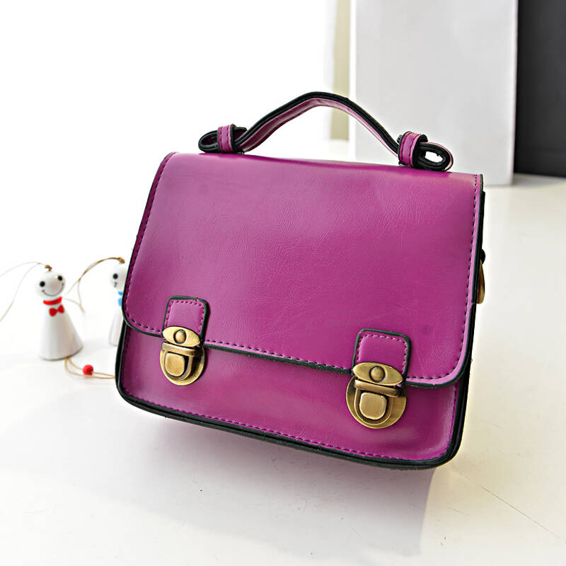 啦芘妮包邮最新款精品糖果色小箱包时尚双排金属锁扣手提包个性百搭女