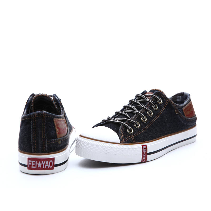 飞耀2013春夏牛仔百搭系带帆布鞋男鞋低帮 n-50 黑色 42码男款