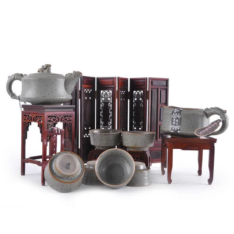 山林居 茶具 整套茶具 陶瓷套装 汉陶人家 麒龙 茶具套组 稻草烧系列