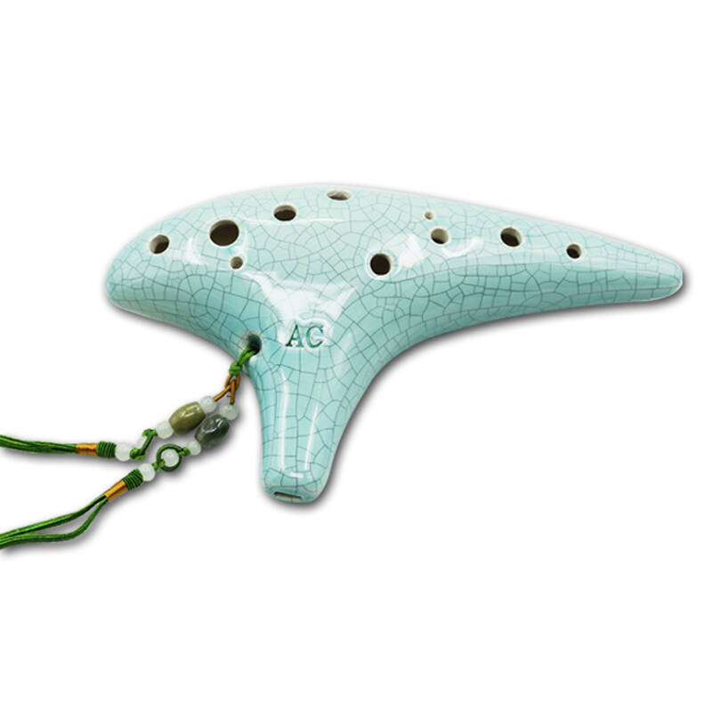 洪啸12孔中音c陶笛 潜艇式十二孔ac陶笛 青裂