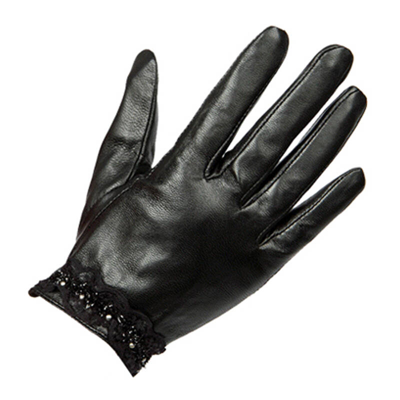 真皮手套羊皮手套绵羊皮衬里单衬冬保暖绵羊皮 黑色 m掌宽10cm中指9cm