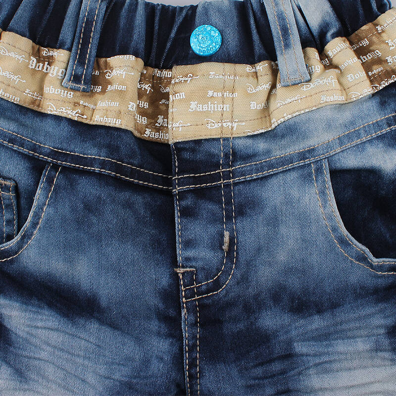 bobdog巴布豆童装 春季 男童 立裆水洗牛仔裤 牛仔蓝 100