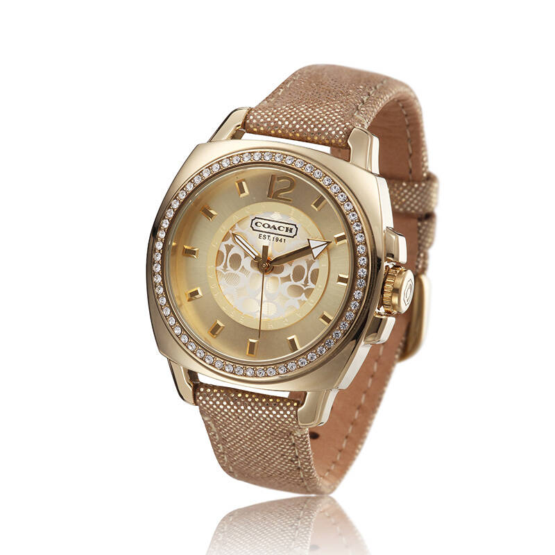 coach 寇驰潮流闪亮金色表盘女士手表 14501363