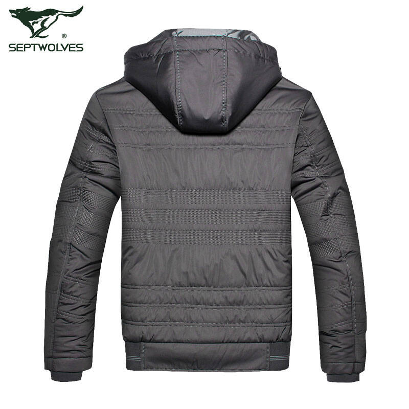 七匹狼septwolves棉服七匹狼棉衣可脱卸帽男装外套 2502 003中灰色