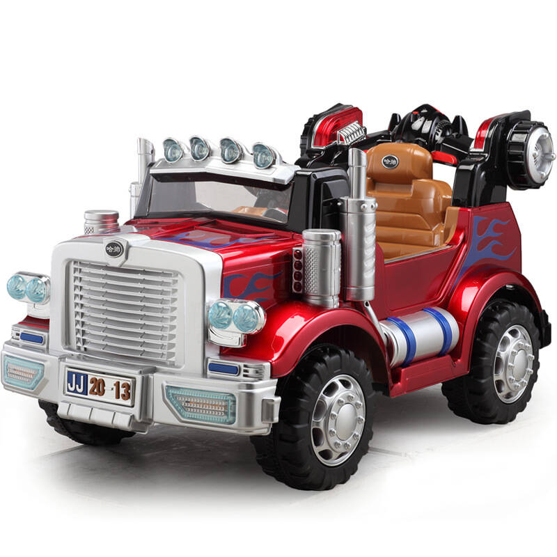 贝瑞佳儿童电动车 遥控四轮电动可坐 烤漆越野车宝宝车玩具车 酒红色