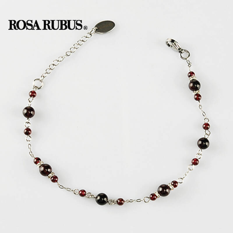 rosarubus 天然石榴石 酒红色钛钢细链 脚链 女 防过敏 f11037