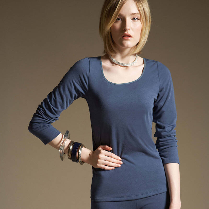 新品曼黛玛琏女士舒适柔软保暖上衣长刷毛内刷毛保暖衣加厚夹毛i9