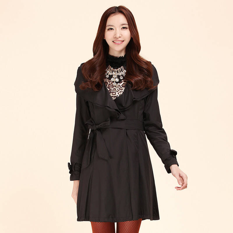 三彩女装正品秋装 层叠荷叶边翻领帅气摩登独特设计风衣s123542f00