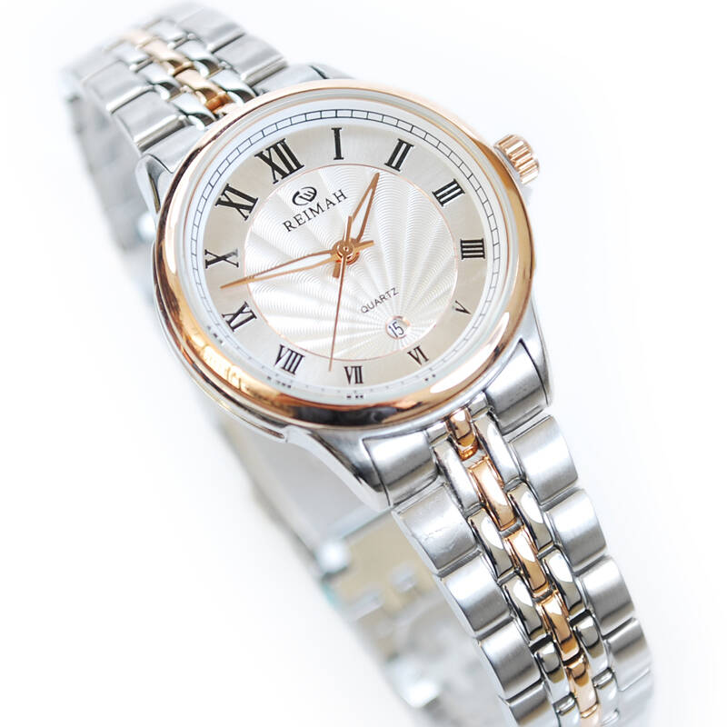 正品 雷迈手表 情侣对表 钢带 石英表 防水表 罗马刻度 6063 间玫瑰金