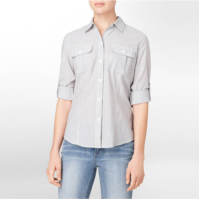 calvin klein/ck 新款 女士时尚纯棉长袖衬衫 ck 女装 12764768 白色
