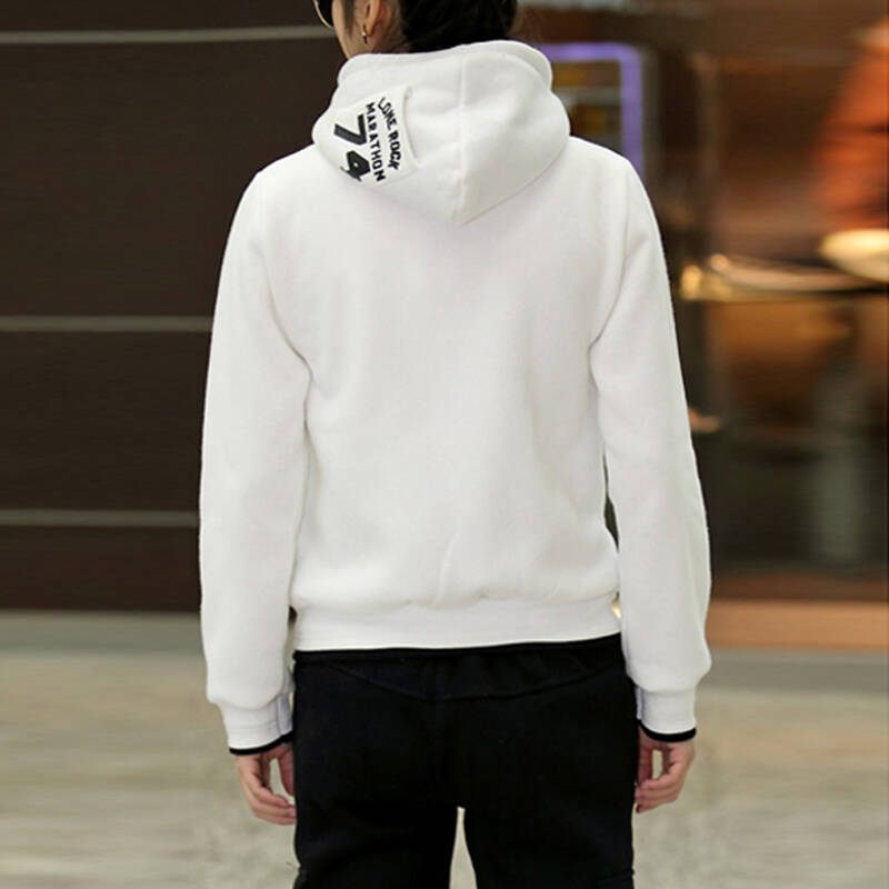 爱衣家族 运动服连帽开衫卫衣外套帽衫 白色 xl