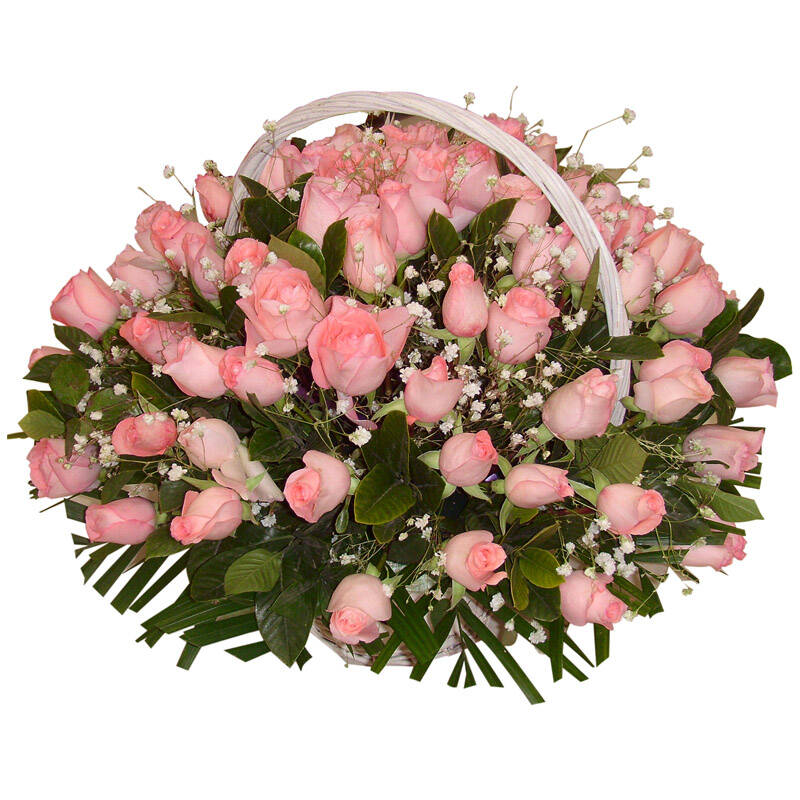 66朵粉玫瑰花篮 祝福生日礼物生日送领导送长辈送女友 西鹤岗大庆伊春