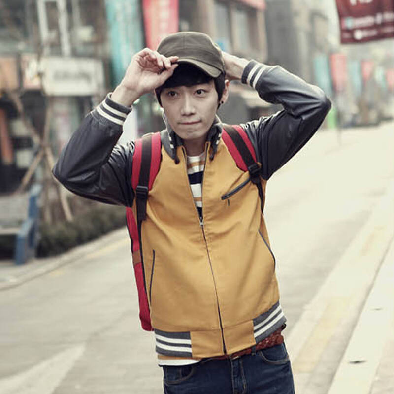 坎贝尔 春装新款时尚夹克衫 韩版修身男装外套 211322 桔红 xxl