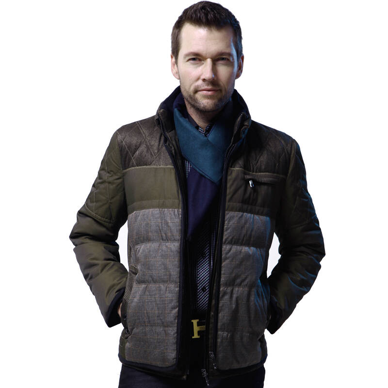 奔迈benmai男士商务休闲羽绒服男款正品加厚拼接短款男装外套z130 黑