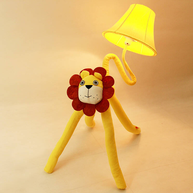 创意宜家落地灯 简约客厅 田园风格儿童房 环保布艺 卡通小狮子 圆头