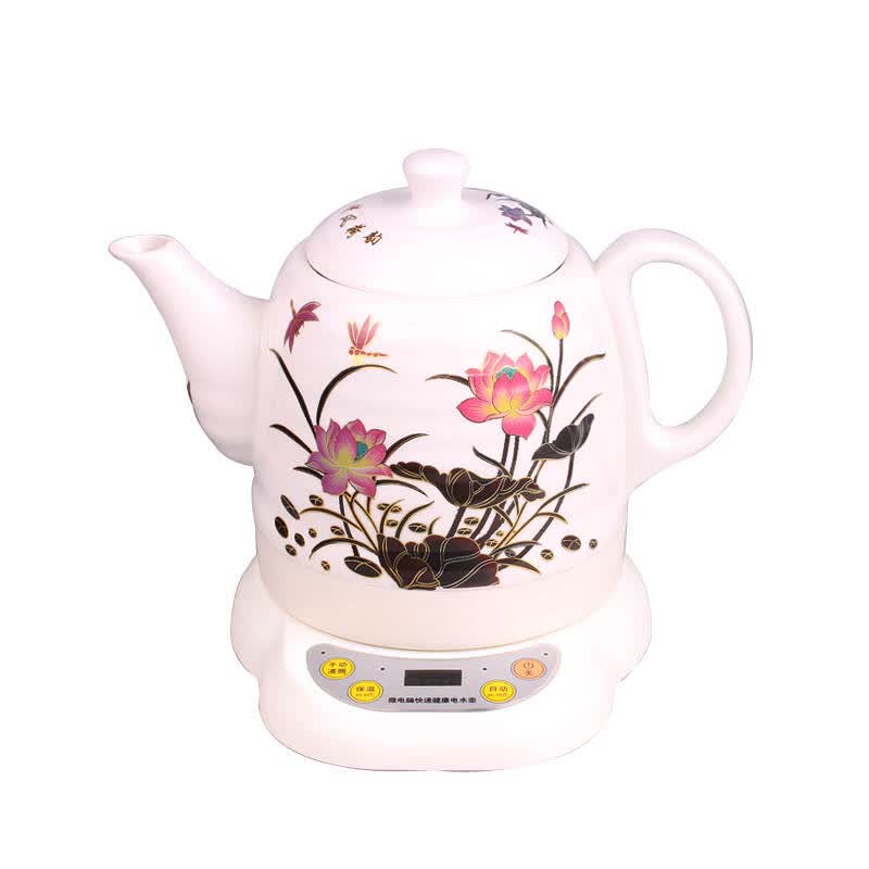 一家欣scd-1213 景德镇陶瓷电热烧水茶具养生壶 13#变色清风荷韵 13