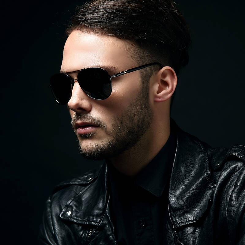 帕诗太阳镜男款偏光驾驶镜司机男士墨镜蛤蟆眼镜 mb209枪框黑灰片