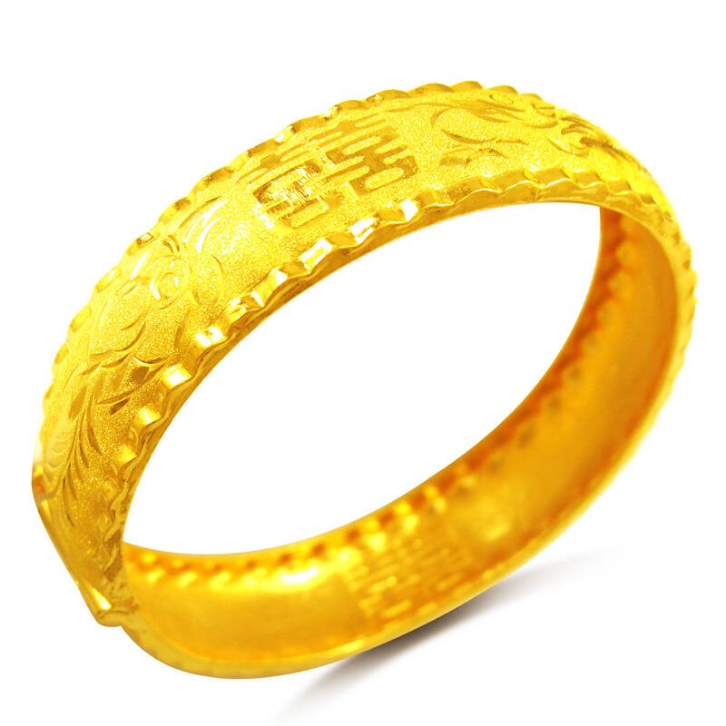 六福典雅珠宝24k纯金 999千足金手镯 结婚黄金手镯 女士款 正品10.04g
