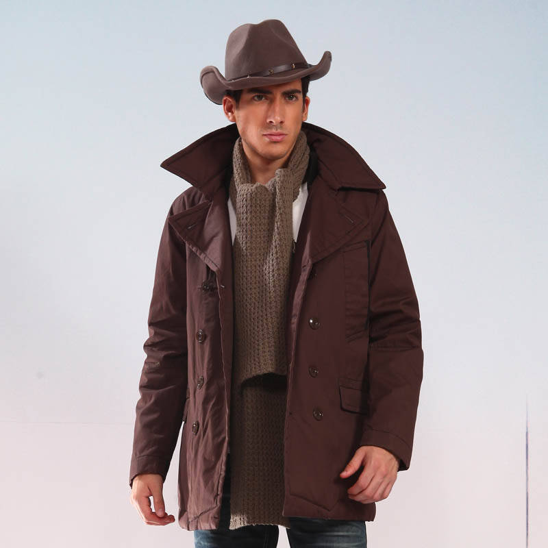 kama 卡玛 男士经典休闲翻领纯色棉服 2412708 咖啡色 xl